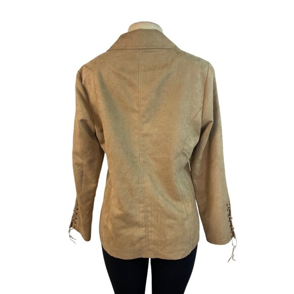 TCM Womens Camel Button-Up Jacket With Lace-Up Sleeve Detail Size 42 - Picture 3 of 8
